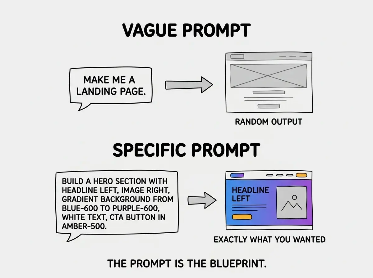 EXPLAINER DIAGRAM: A vertical stack of four labeled sections representing a landing page wireframe. Top section in teal labeled HERO with subtitle HEADLINE plus CTA BUTTON. Second section in light gray labeled FEATURES with subtitle 2x2 CARD GRID. Third section in coral labeled SOCIAL PROOF with subtitle LOGOS plus TESTIMONIAL. Bottom section in teal labeled CTA with subtitle FINAL CALL TO ACTION. A bracket on the right side reads ONE PAGE, FOUR SECTIONS. Each section is separated by thin lines. Light gray background.