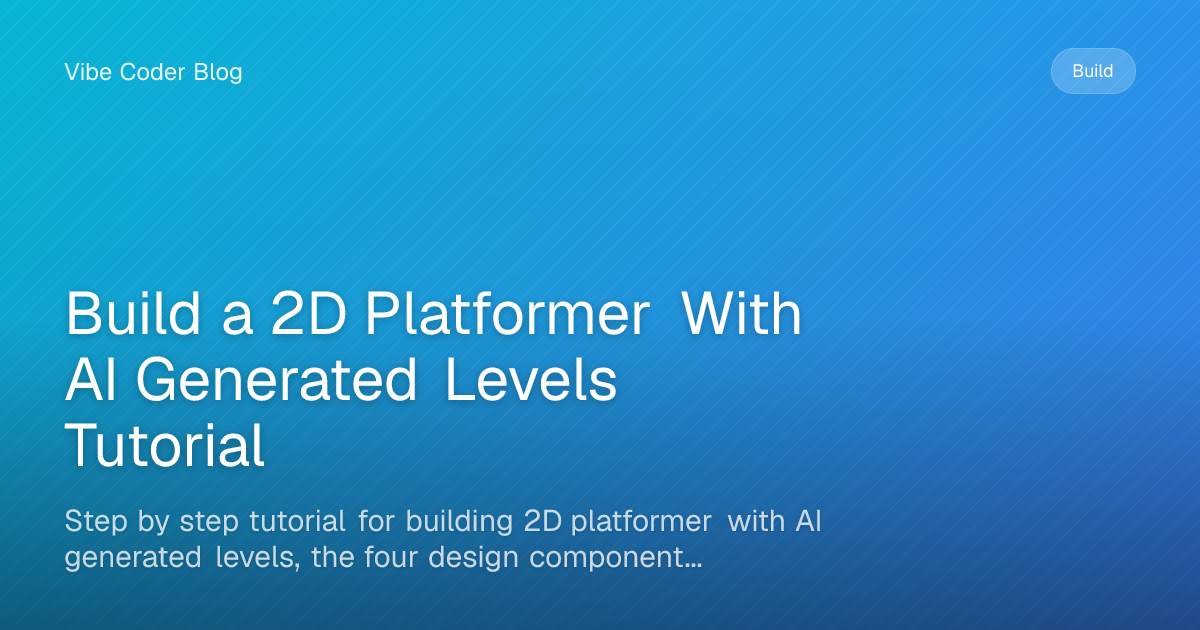 Build a 2D Platformer With AI Generated Levels Tutorial - Step by step ...