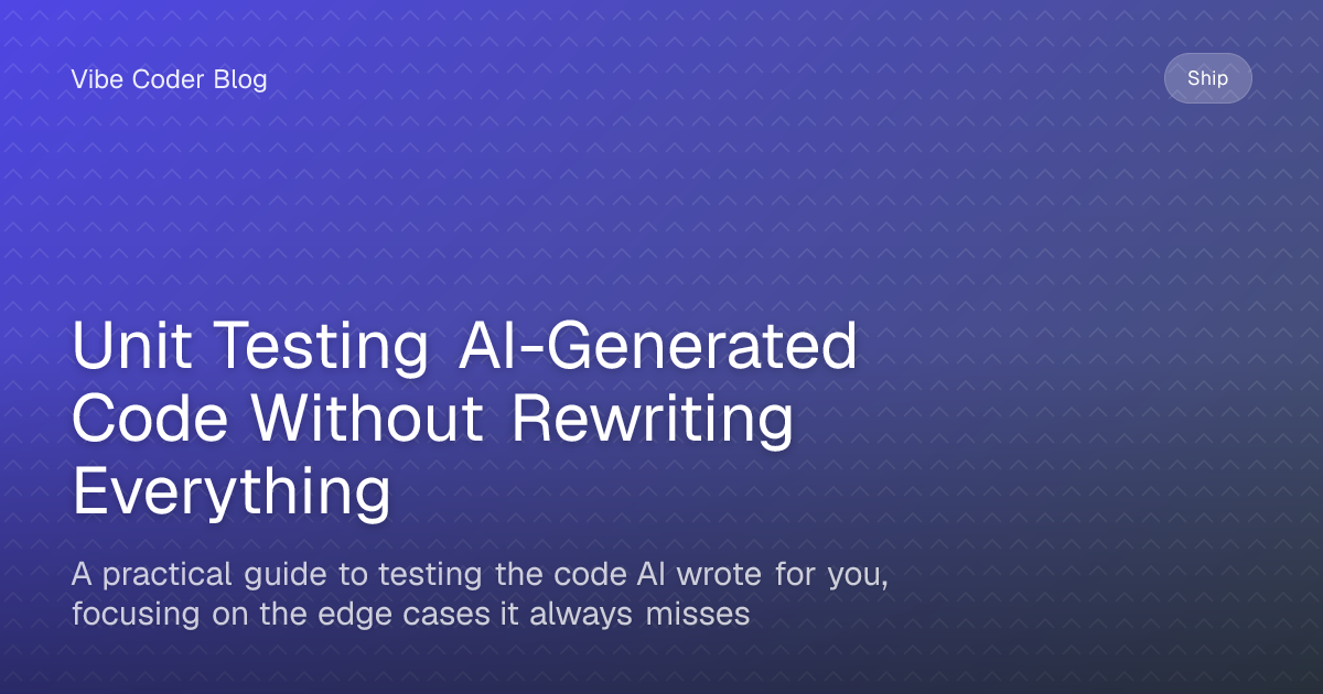 Unit Testing AI-Generated Code Without Rewriting Everything - A ...